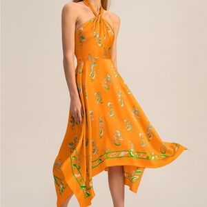 Lilysilk Spring Waltz Orange Halter Dress